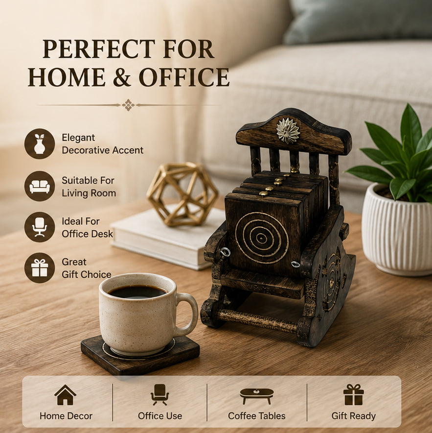 LUXEHEAVEN Rocking Chair Coaster Set