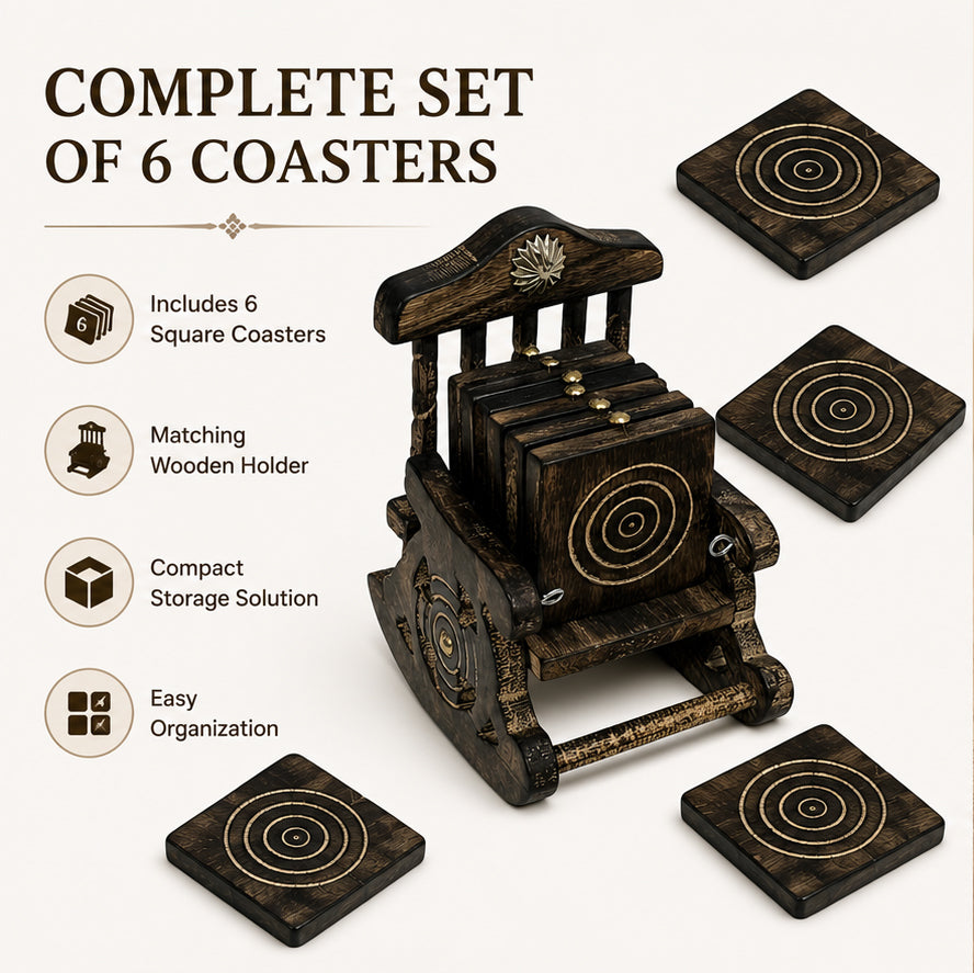 LUXEHEAVEN Rocking Chair Coaster Set