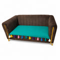 Premium Cotton 3-Seater Sofa Cover with Colorful Tassel Trim – Breathable & Durable Couch Protector
