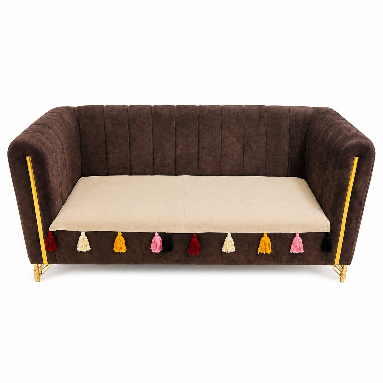 Premium Boho Sofa Seat Cushion Cover with Colorful Tassels – Non-Slip Chic Couch Protector Mat
