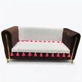 Aesthetic Cotton Sofa Cover Set (Seat & Back) – Modern Flat Sofa Throw with Tassel Border