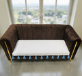 Premium Pure Cotton 3-Seater Sofa Cover – Aesthetic Crisp White Throw with Sky Blue Tassels