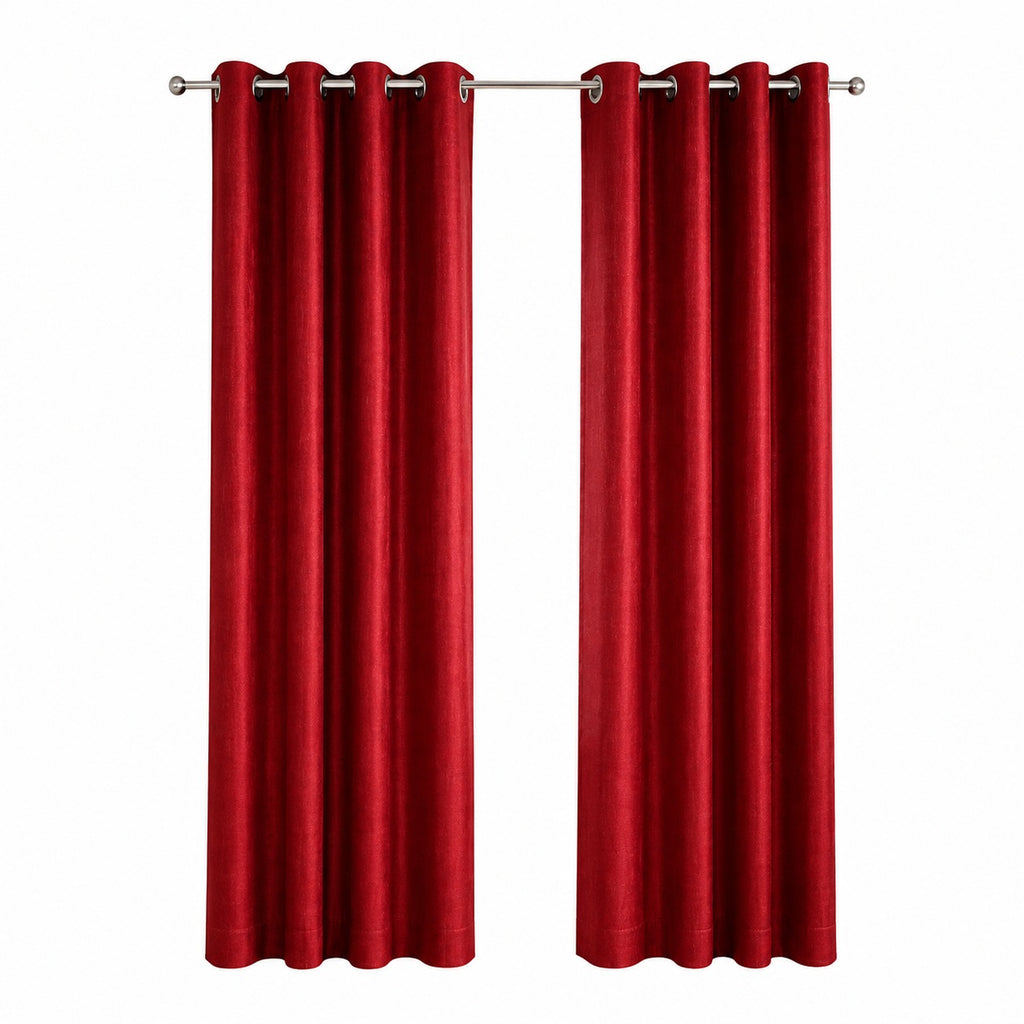 Luxury Burgundy Room Darkening Eyelet Curtains – 7ft (Pack of 2)