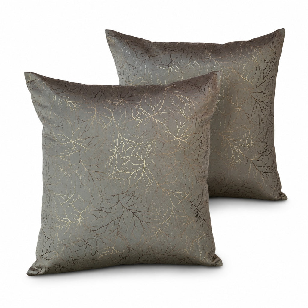 Premium Metallic Leaf Pattern Cushion Covers – 40x40 cm (Pack of 2)
