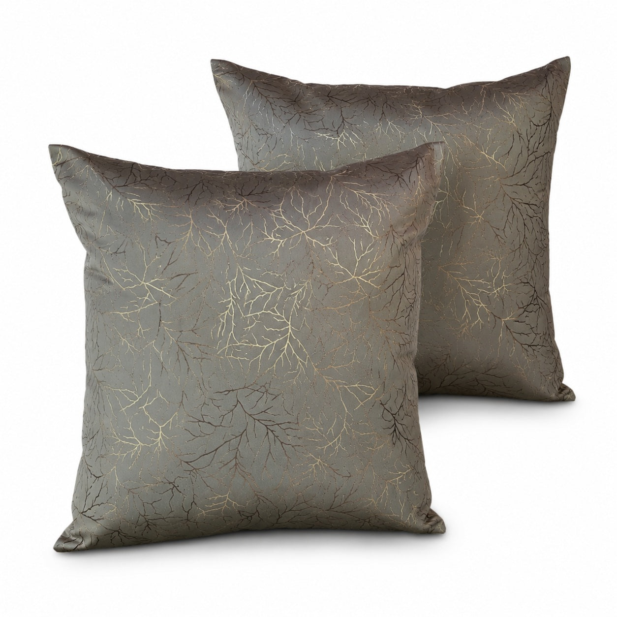 Premium Metallic Leaf Pattern Cushion Covers – 40x40 cm (Pack of 2)