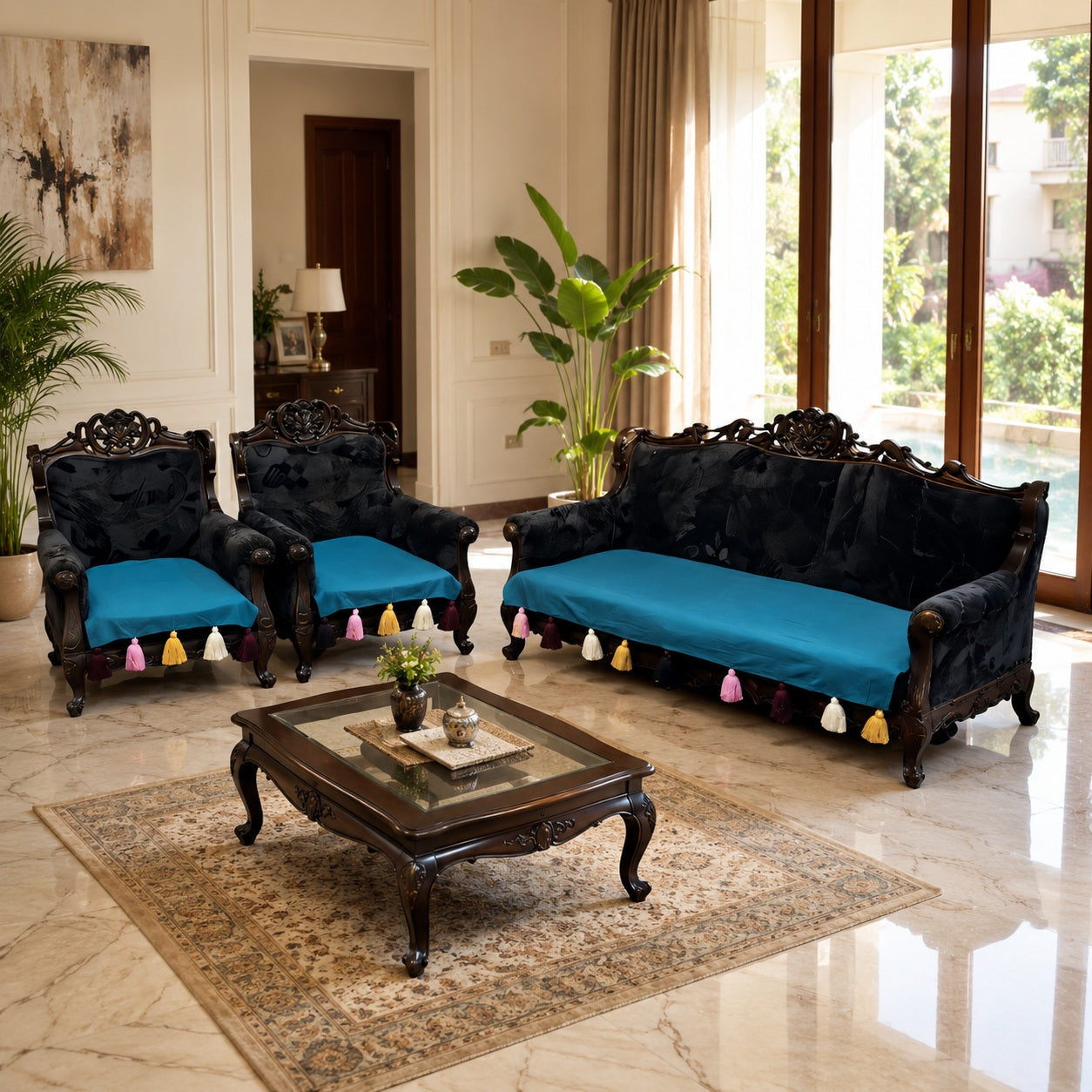 LUXEHEAVEN Royal Tassel Sofa Shield