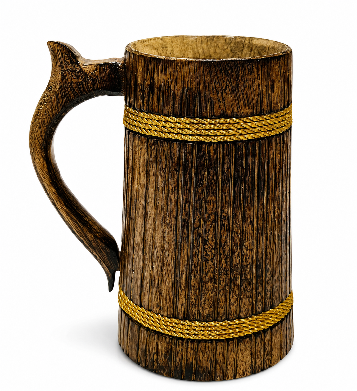 Premium Handcrafted Wooden Beer Mug – 500ml Rustic Tankard for Beer, Coffee & Tea