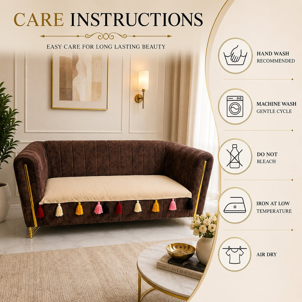 Premium Boho Sofa Seat Cushion Cover with Colorful Tassels – Non-Slip Chic Couch Protector Mat