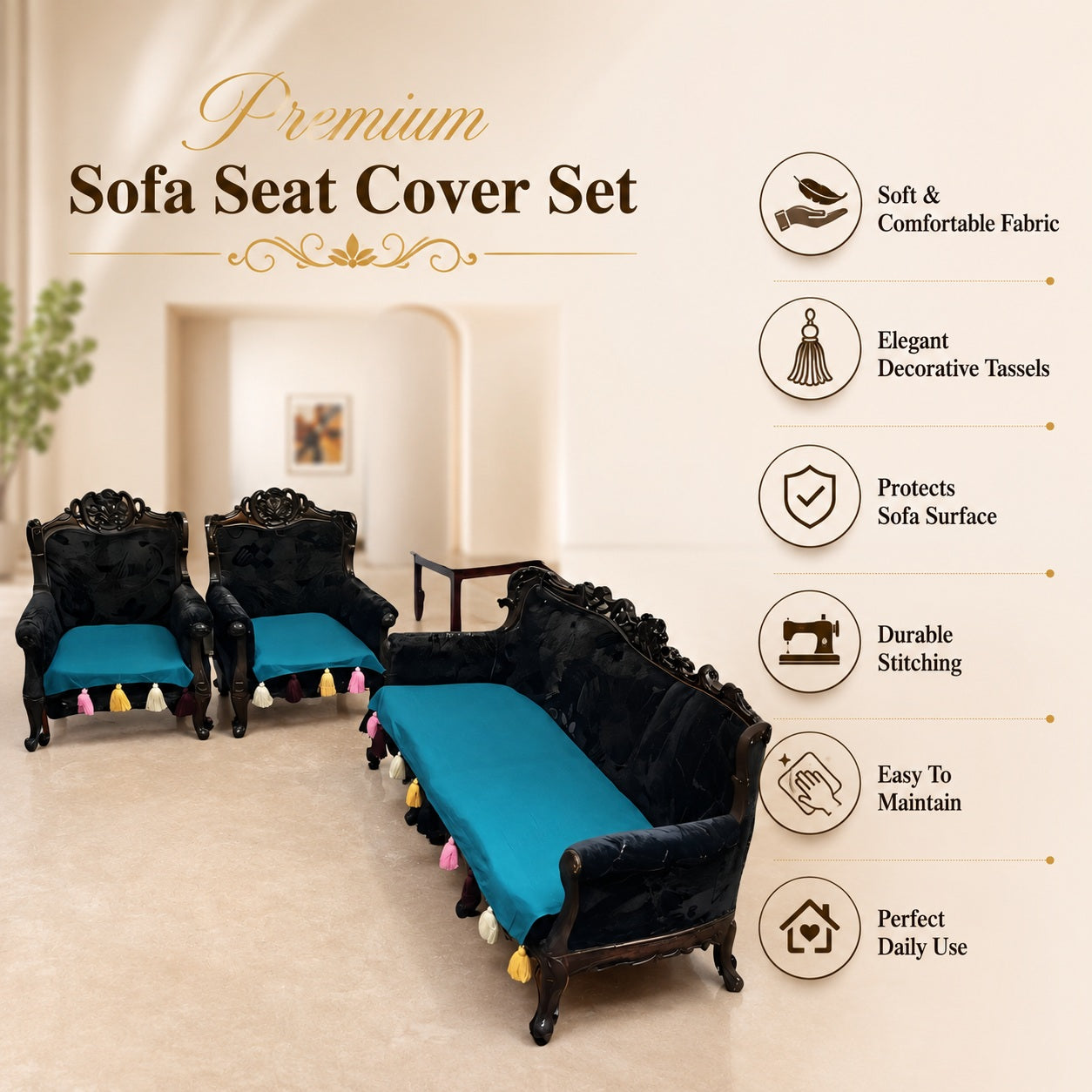 LUXEHEAVEN Royal Tassel Sofa Shield