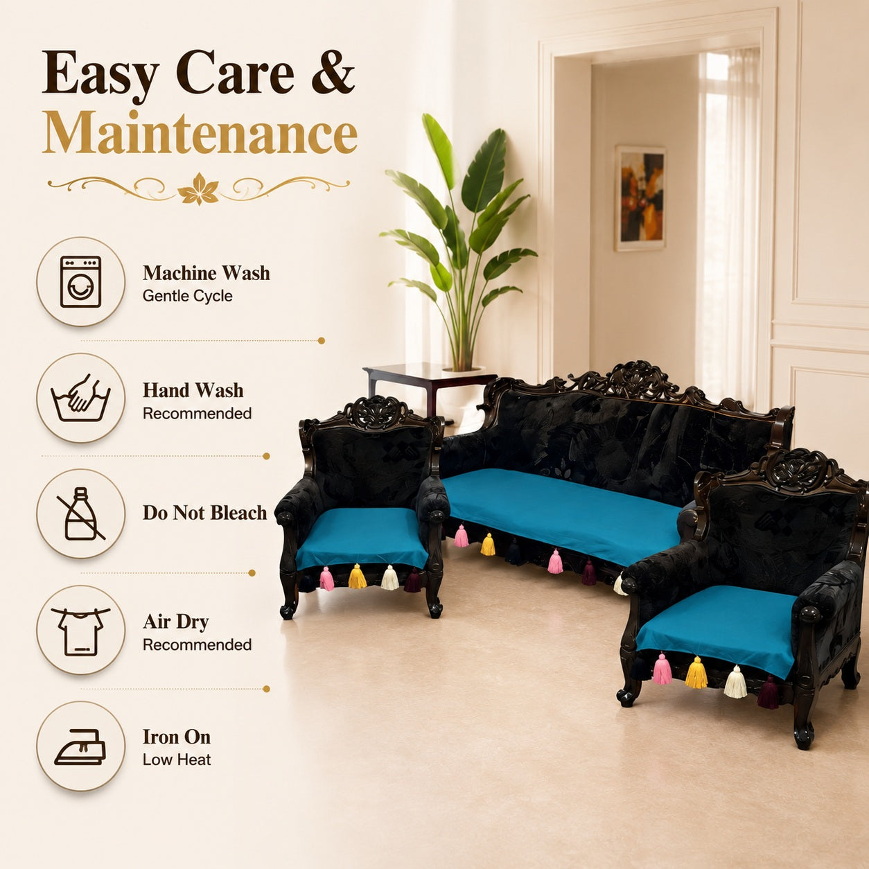 LUXEHEAVEN Royal Tassel Sofa Shield