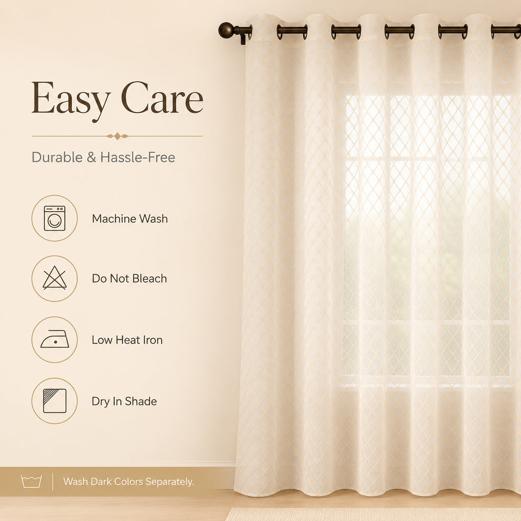 Premium Embroidered Sheer Curtains – Soft Light Filtering Polyester Drapes