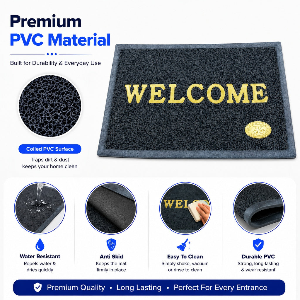 Heavy-Duty Premium PVC Welcome Mat – Durable Anti-Slip Outdoor & Indoor Doormat