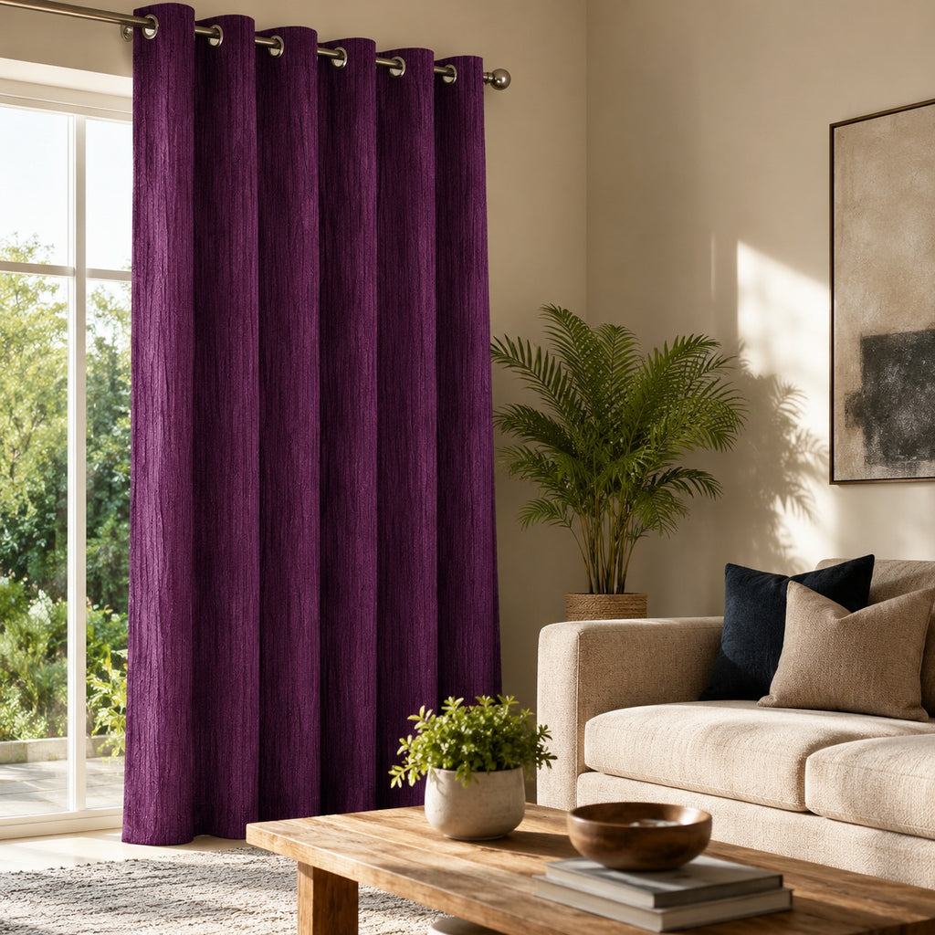 Premium Rich Wine Eyelet Curtains – Elegant Shiny Polyester Drapes for Living Room & Bedroom