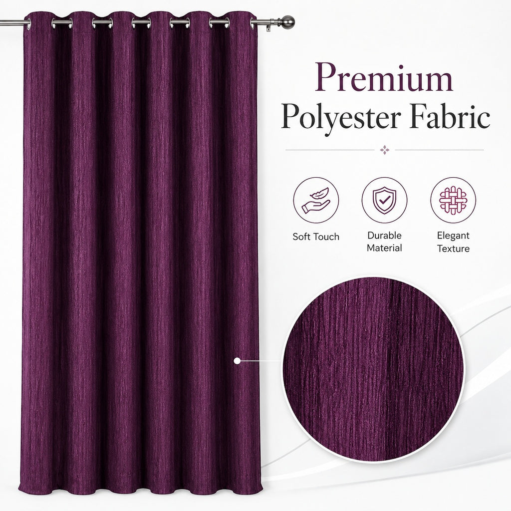 Premium Rich Wine Eyelet Curtains – Elegant Shiny Polyester Drapes for Living Room & Bedroom
