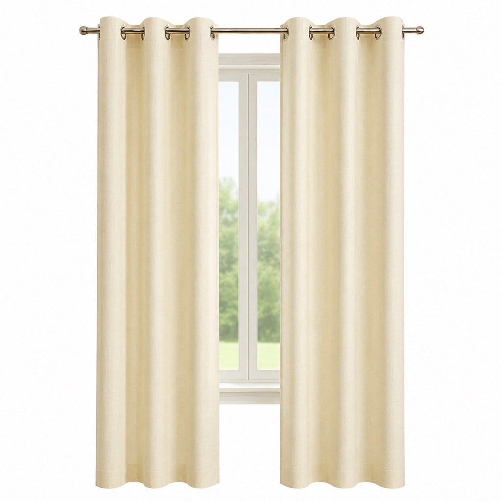Premium Woven Eyelet Curtains – Cream/Beige
