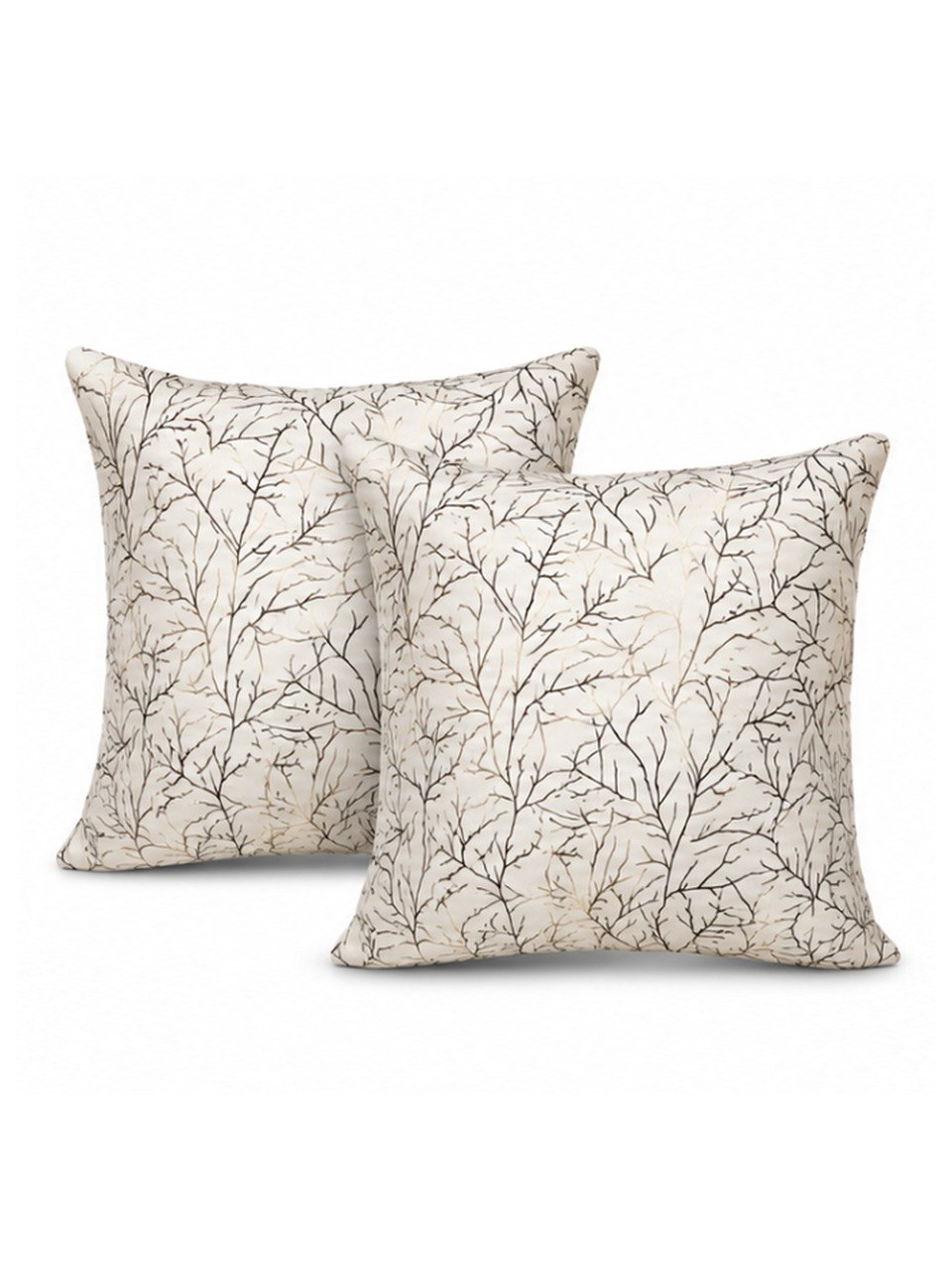 Luxury Silk Cushion Covers – Elegant Printed Tree Branch Design, Soft Decorative Throw Pillow Cases for Living Room & Sofa