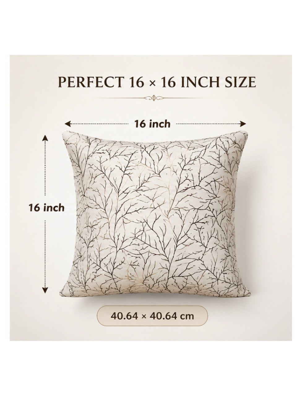 Luxury Silk Cushion Covers – Elegant Printed Tree Branch Design, Soft Decorative Throw Pillow Cases for Living Room & Sofa