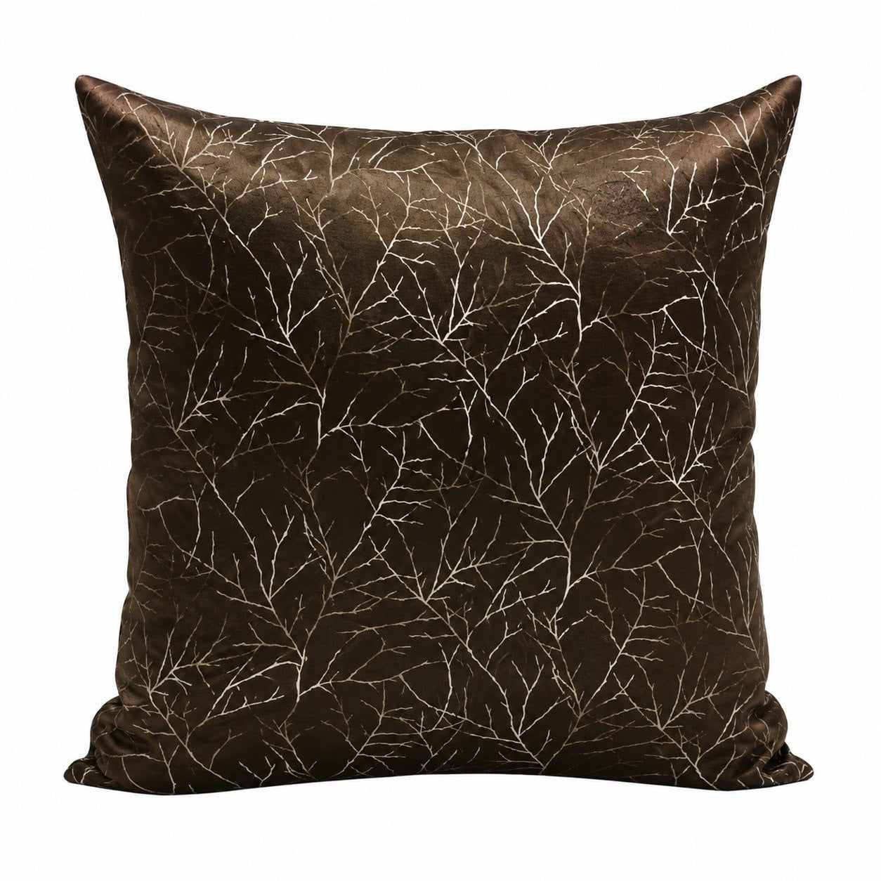 Nature-Inspired Branch Print Cushion Cover Set – Premium Soft Satin Finish Brown Decor (Set of 2)